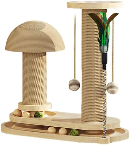 Quality Mushroom Cat Scratcher Cat Scratching Post for Indoor Cats Adults Sisal Tall Cats Scratch Post with Hanging Ball and Interactive Wooden BallAbout ThisOverview Detailed