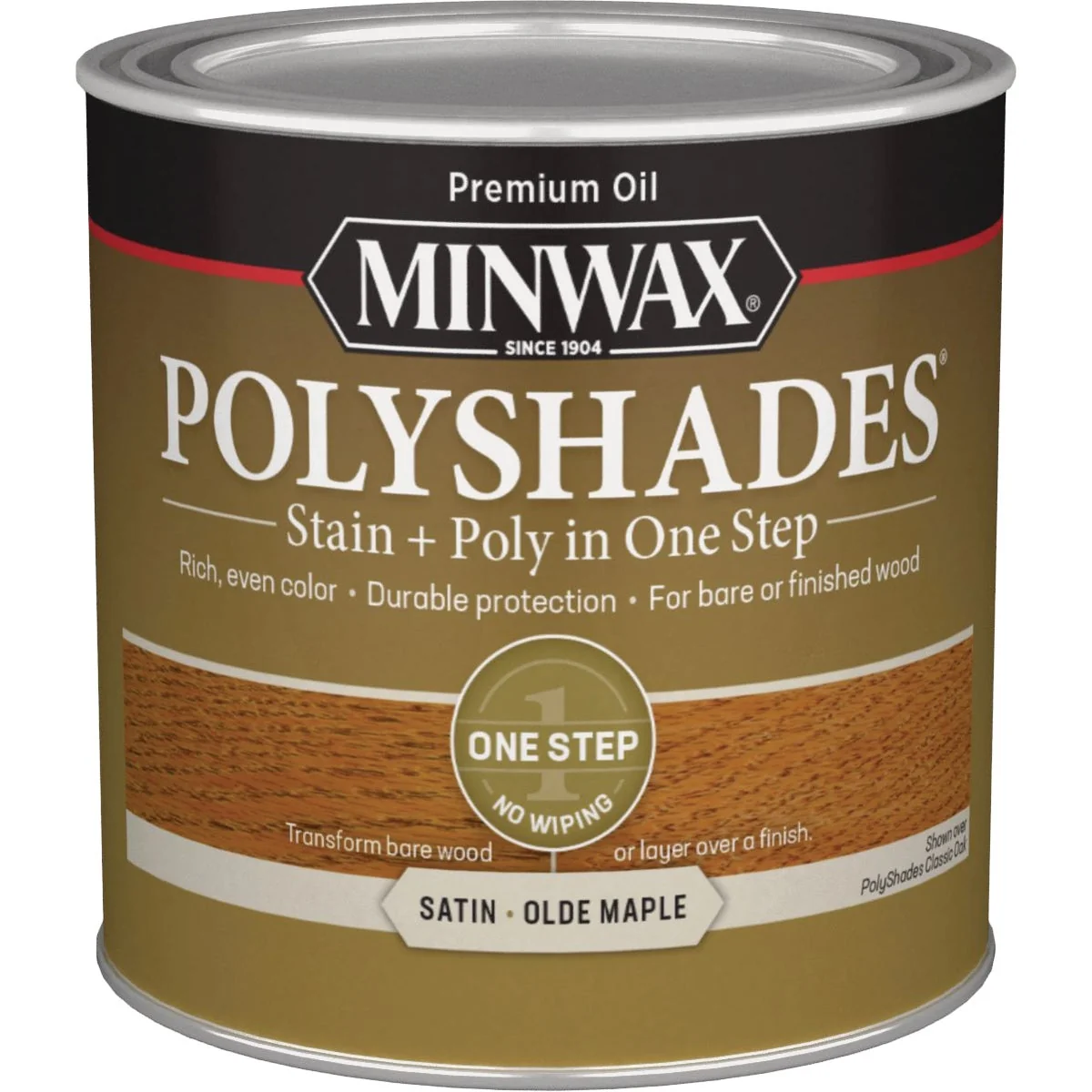 Convenient Minwax Polyshades 1 2 Pt. Satin Stain Finish Polyurethane In 1-Step Olde Maple Easy-to-Use