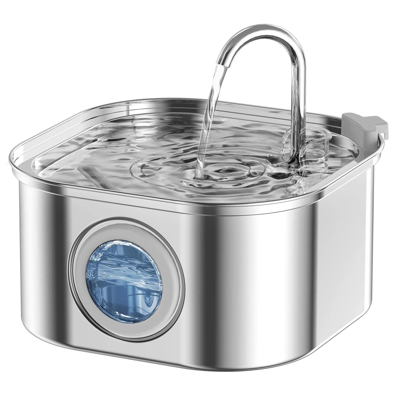 Luxury NautyPaws Cat Water Fountain 3.2L Stainless Steel • Ultra-Quiet Transparent Window Refined