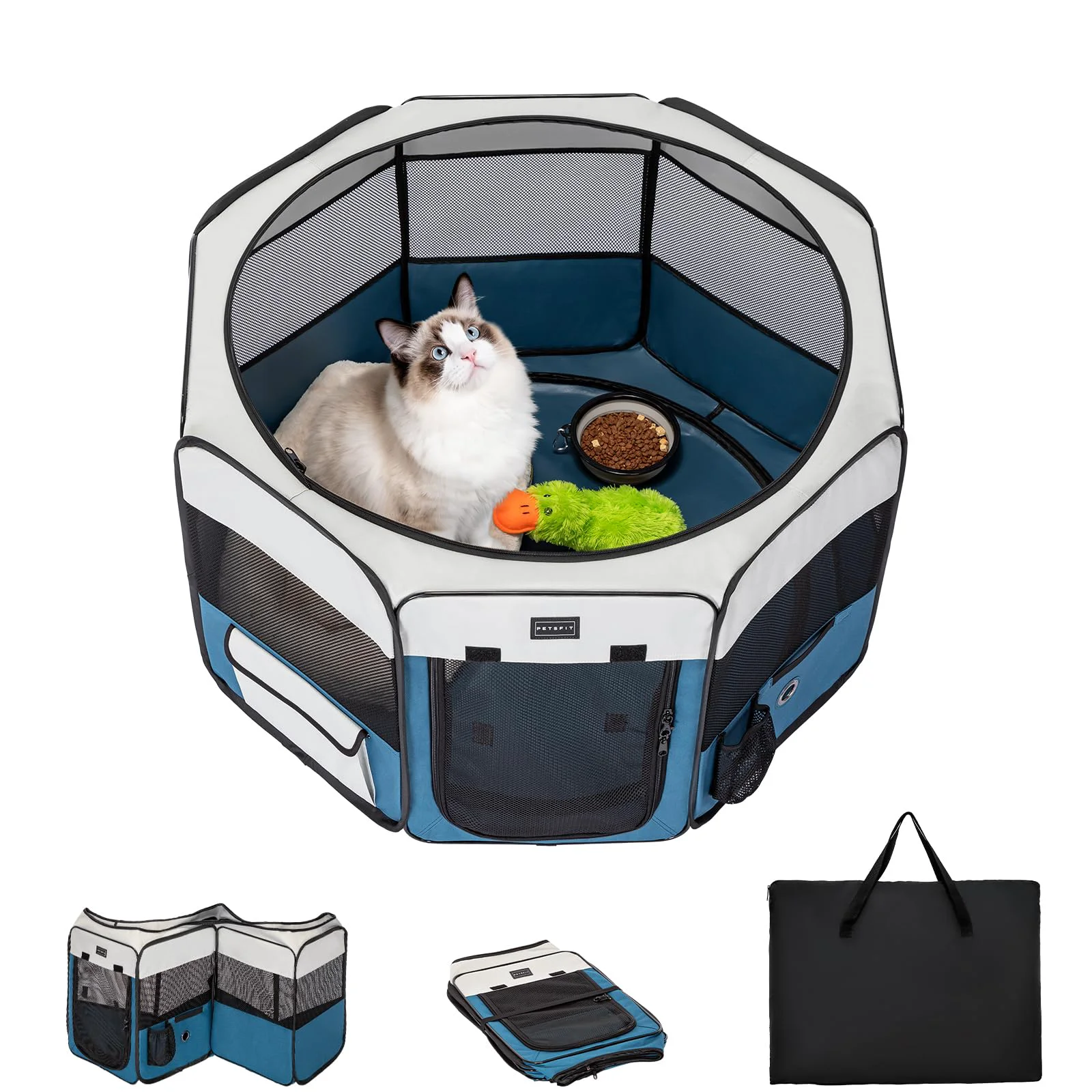 Fine Crafted PETSFIT 29-Inch Puppy Playpen with Waterproof Mat Zippered Roof Indoor Outdoor Dog Pen Contemporary