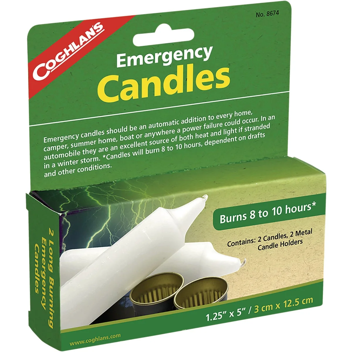 Authentic Coghlans 5 In. White Emergency Candle 2 Count Contemporary
