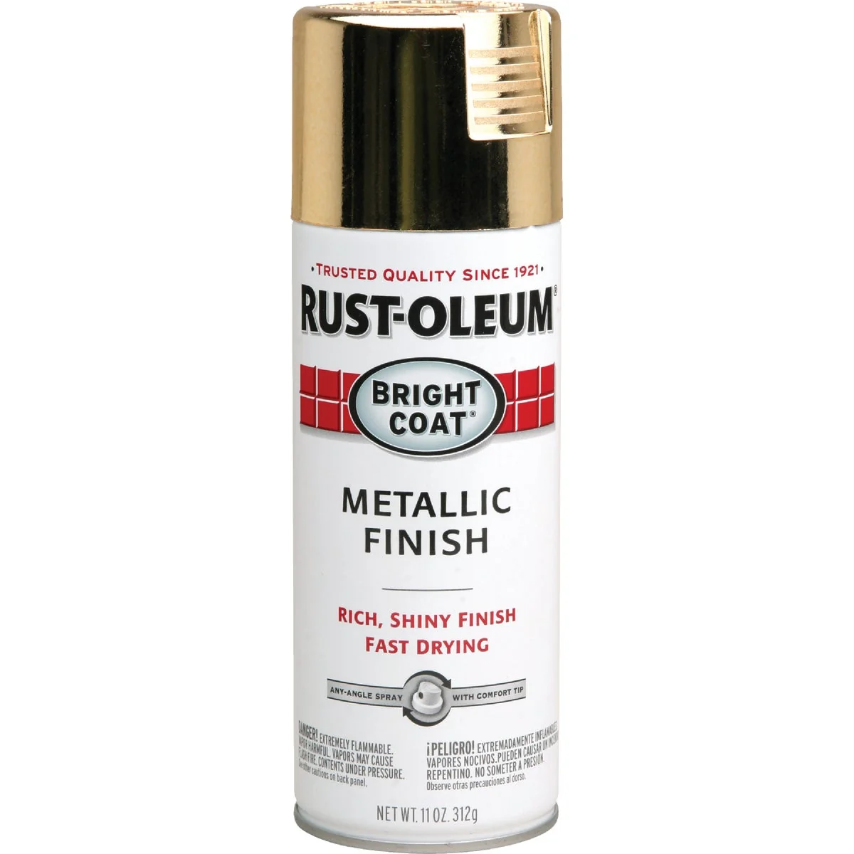 Classic Rust-Oleum Bright Coat Gold Metallic Gloss 11 Oz. Stops Rust Spray Paint Functional