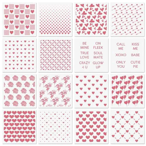 Contemporary 6in Hearts Love Cookie Stencils for Royal Icing 16 Count Superior