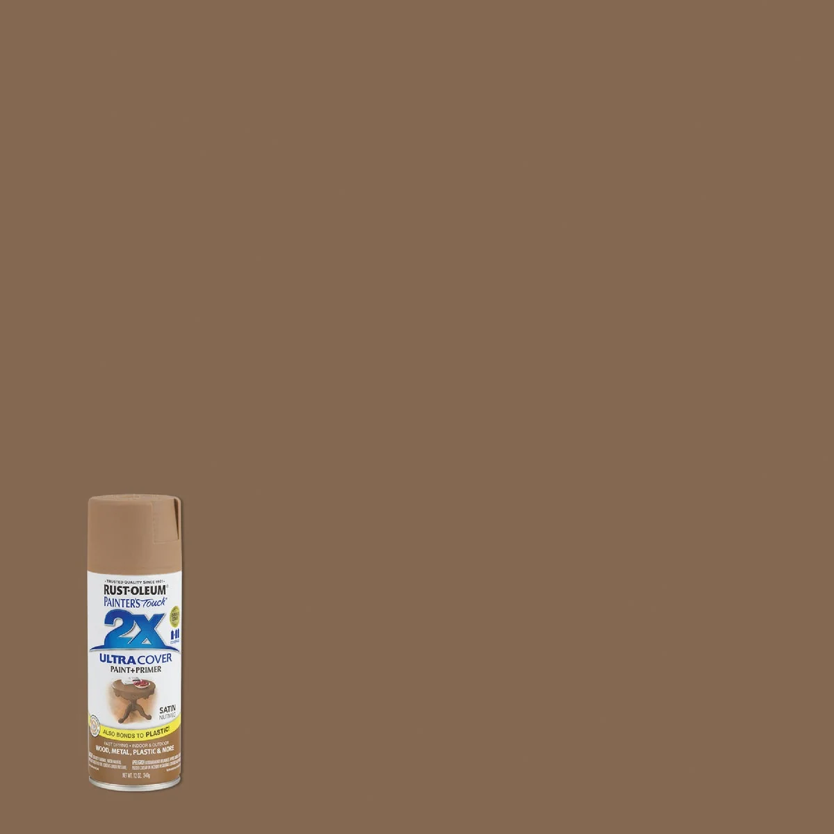 Reliable Rust-Oleum Painter's Touch 2X Ultra Cover 12 Oz. Satin Paint Primer Spray Paint Nutmeg Organic