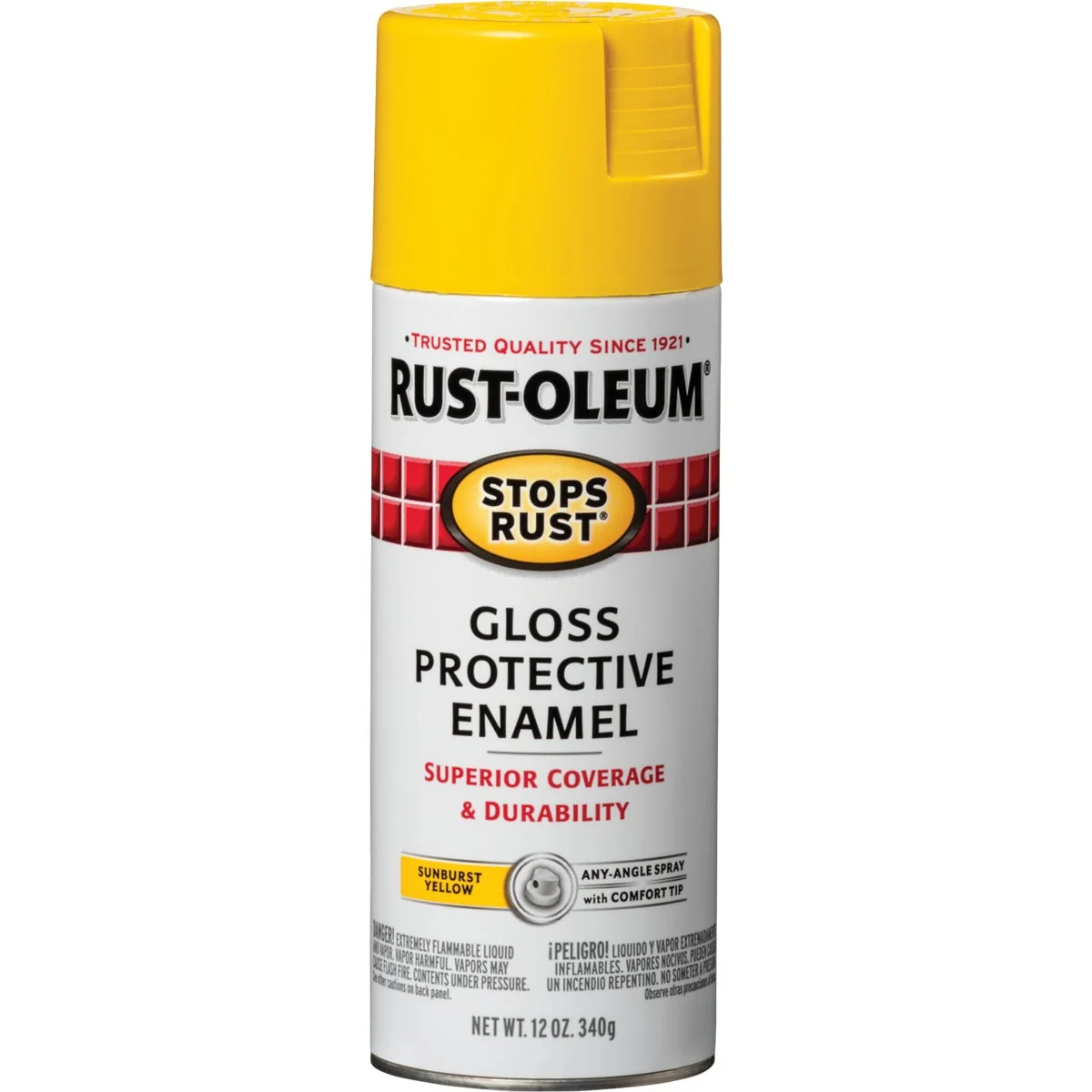 Powerful Rust-Oleum Stops Rust Sunburst Yellow Gloss 12 Oz. Anti-Rust Spray Paint Genuine