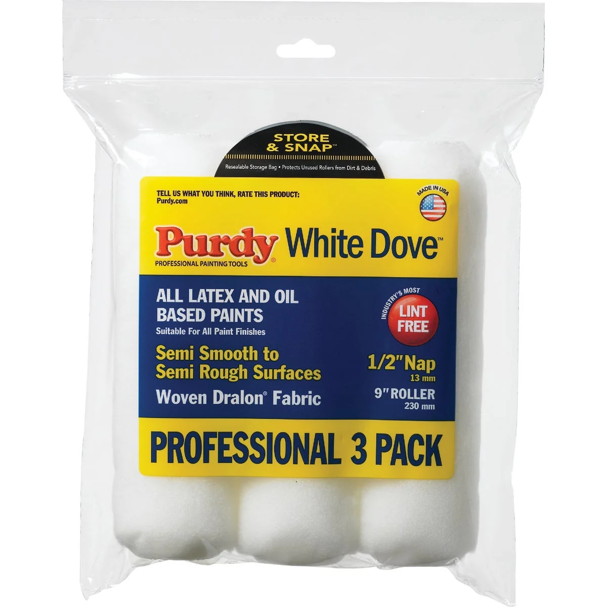 Fine Purdy White Dove 9 In. x 1 2 In. Woven Fabric Roller Cover 3-Pack User-Friendly