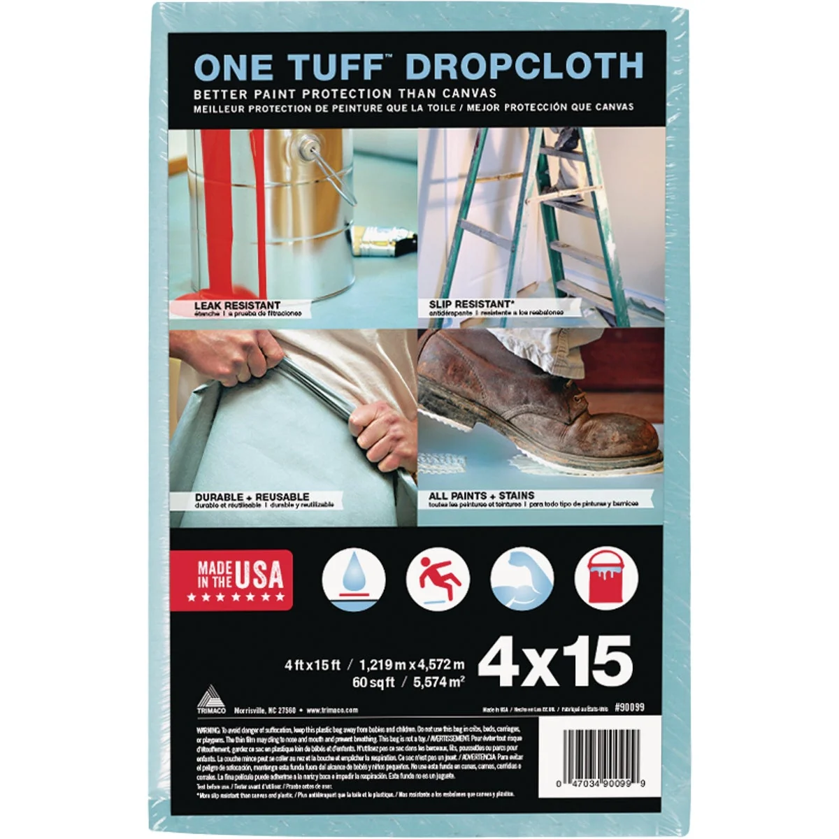 Healthy Trimaco One Tuff Cloth 4 Ft. x 15 Ft. Heavy-Duty Drop Cloth Quality