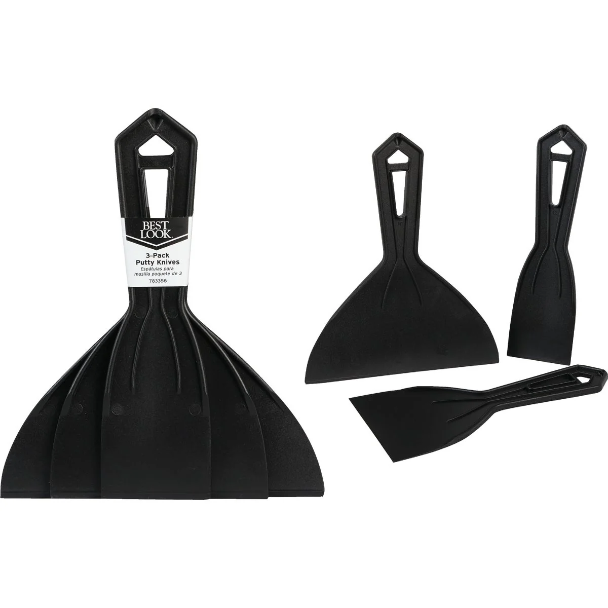 Long-Lasting Look Plastic Putty Knife Set 3-Piece Detailed