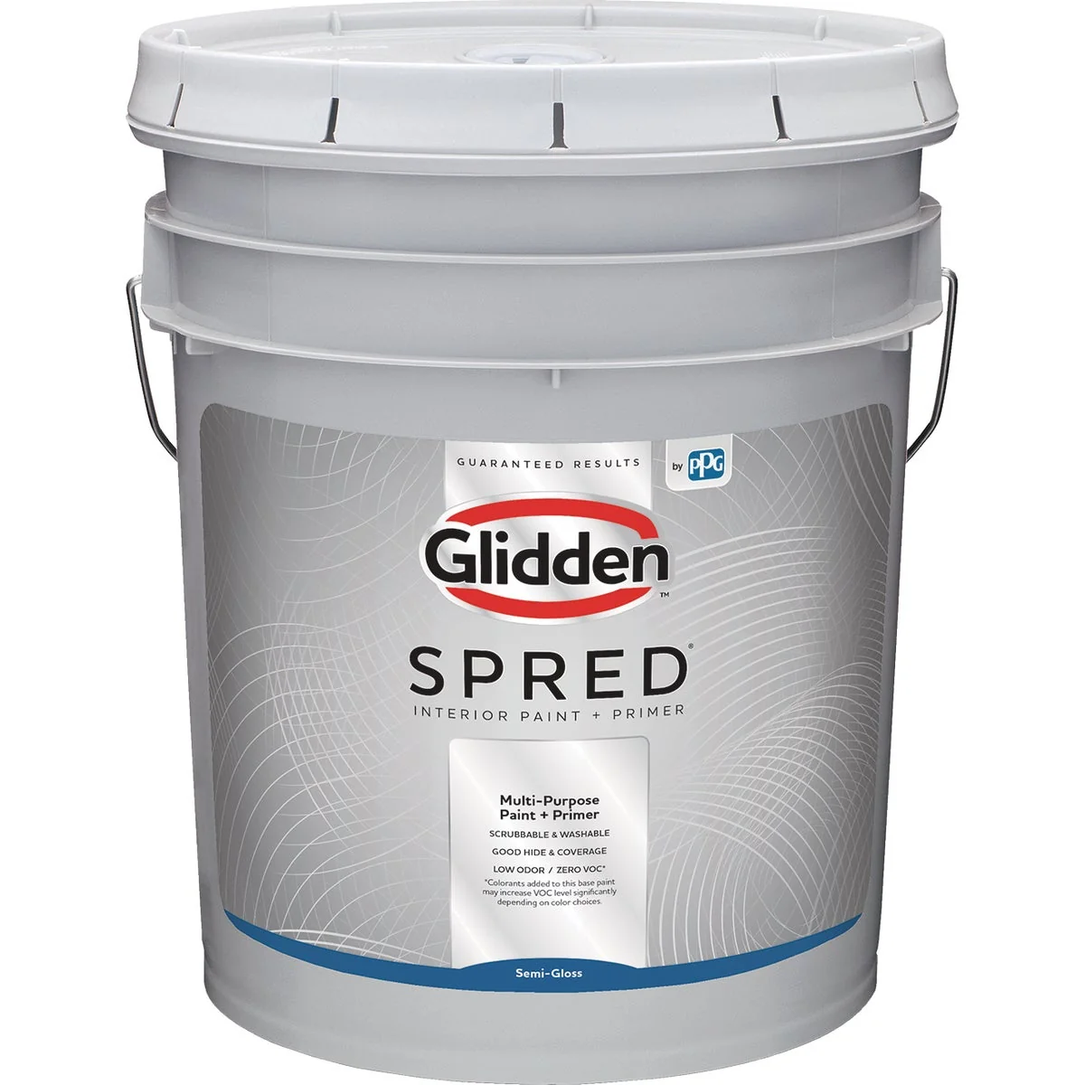 Original Glidden Spred Interior Paint Primer Semi-Gloss White Pastel Base 5 Gallon Pail Trusted