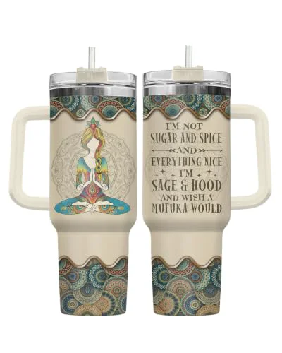 Convenient Hippie Sage Hood 40 oz Tumbler with Handle Contemporary