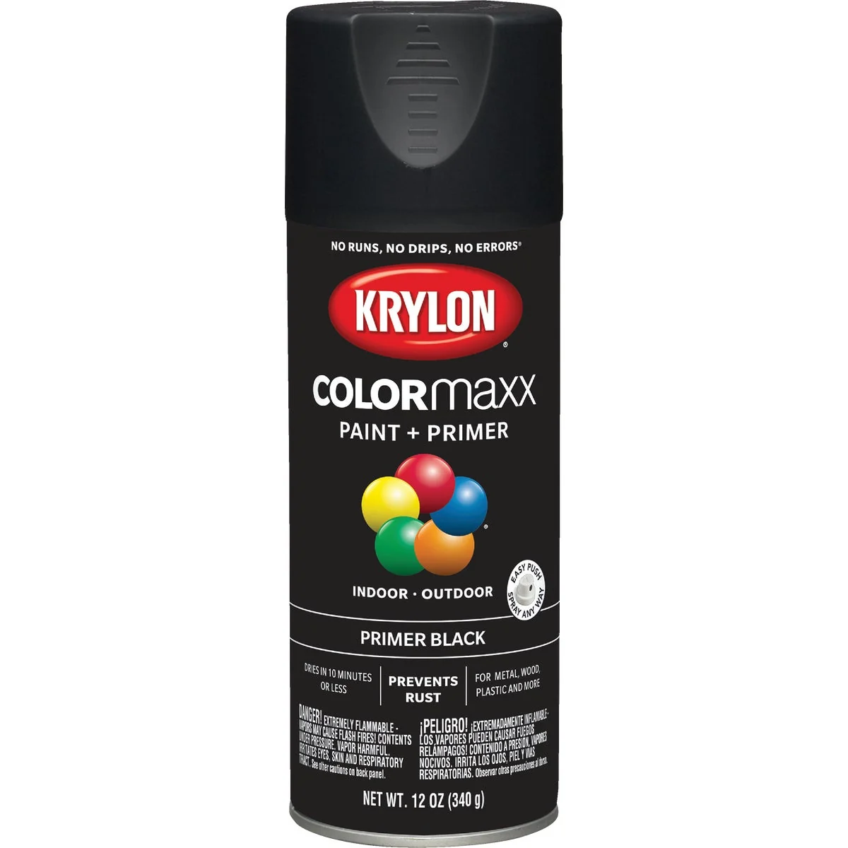 Flexible Krylon ColorMaxx Black 12 Oz. All-Purpose Spray Paint Primer Original