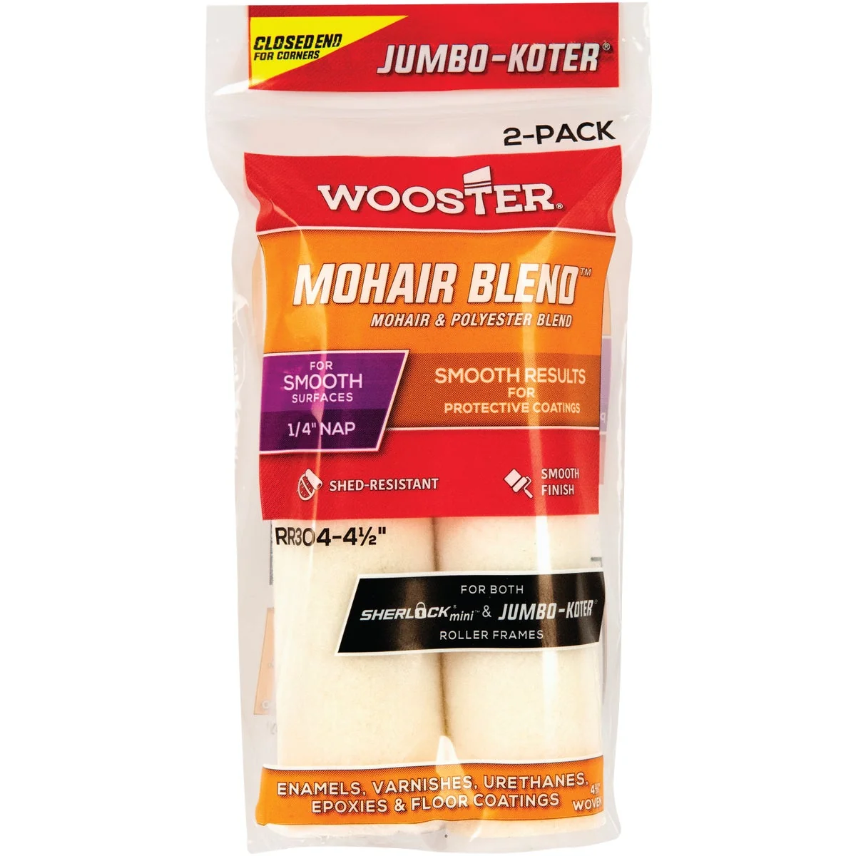 Detailed Wooster Jumbo-Koter 4-1 2 In. x 1 4 In. Mohair Blend Mini Woven Fabric Roller Cover 2-Pack Stylish