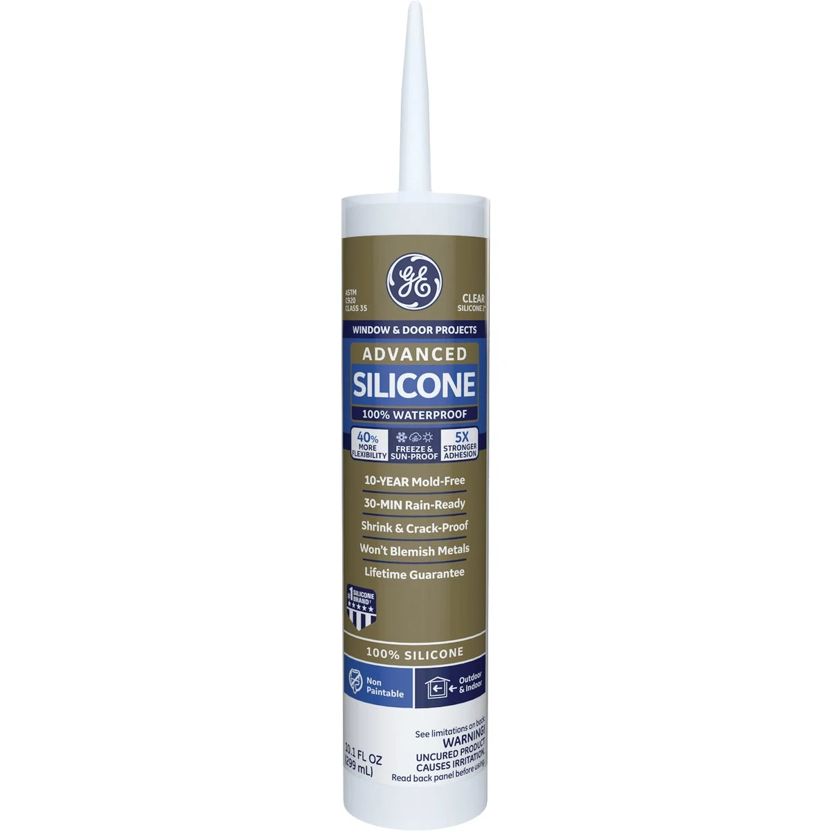 Refined GE Advanced Silicone 2 Window Door Sealant Clear 10.1oz Environmentally Friendly