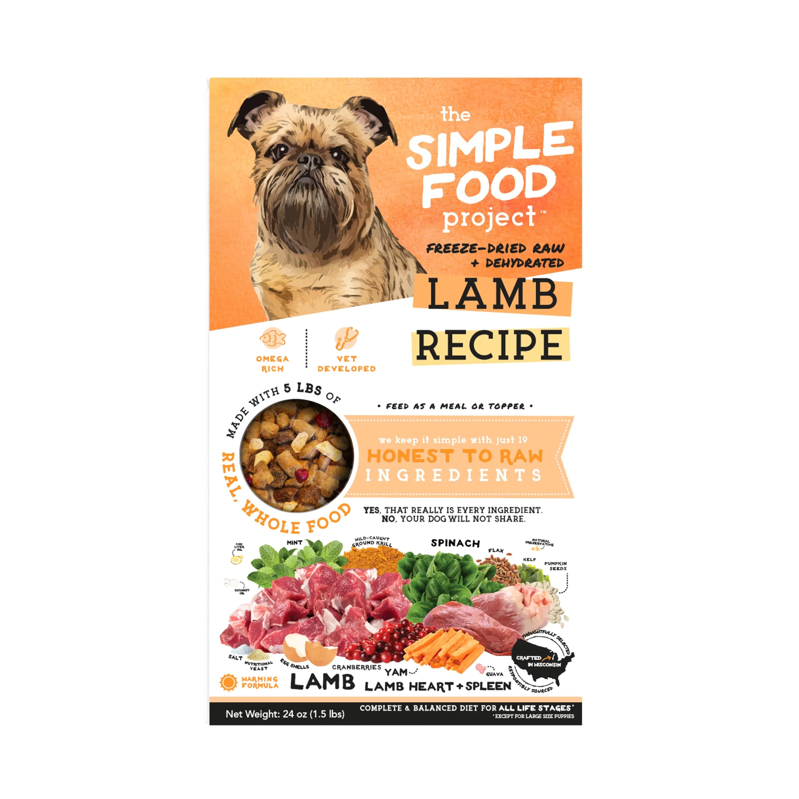 Top-Quality Simple Food Project Lamb Recipe – ze Dried Raw Dog Food 24oz Breathable
