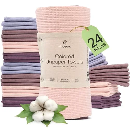 Sustainable 24 Pack Reusable Kitchen Paper Towels 24 Count Recyclable