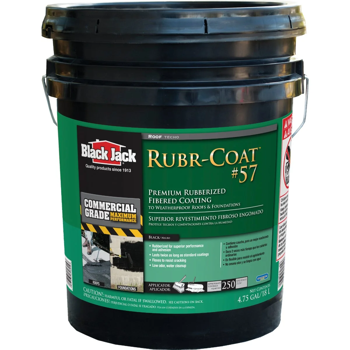 Expertly Made Black Jack Rubr-Coat 57 5 Gal. Premium Rubberized Fibered Coating Professional
