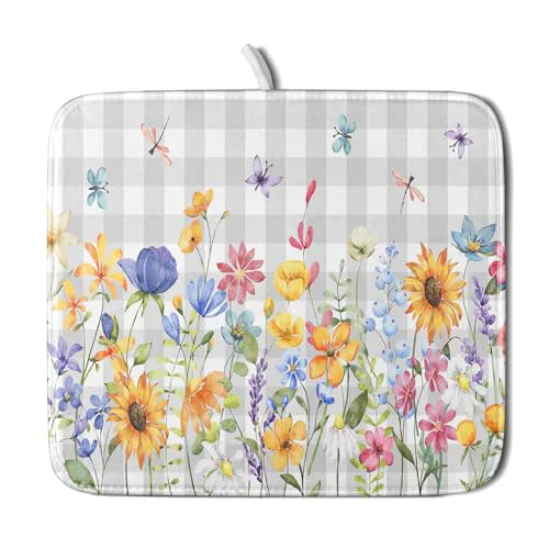 Original Design Spring Floral Dish Drying Mat Dependable