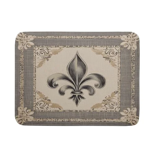 Excellent Mardi Gras Dish Drying Mat for Kitchen Vintage Fleur De Lis Print Dish Drainer Mats 18x24inch Country Style Dish Drying Rack Pad Protector for Countertop Dining Holiday Decor Green