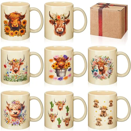 Relaxed 8 Pcs Ceramic Coffee Mugs 12 Oz Handle 8 Count User-Friendly