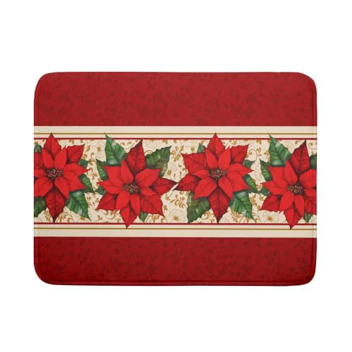 High-Quality Poinsettia Flowers Dish Drying Mat 18 x24 Christmas Red Decorative Dish Drainer Mats Xmas Winter Floral Print Reversible Microfiber Dish Drying Rack Pad for Kitchen Countertop Sink Secure