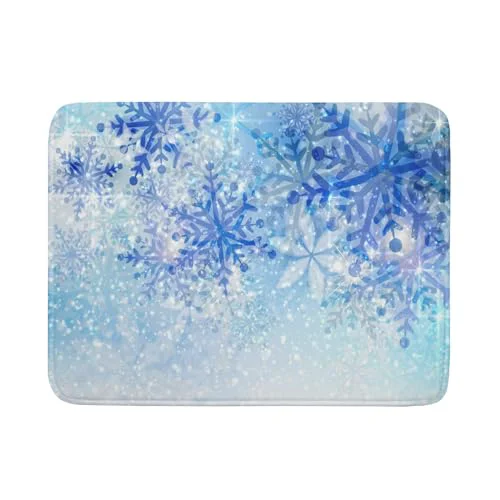 Dependable 18 x24 Winter Blue Snowflakes Dish Drying Mat Christmas Snow Falling Nature Ice Dish Drainer Mats for Kitchen Microfiber Reversible Dish Drying Rack Pad for Countertop Tabletop Decor Exclusive