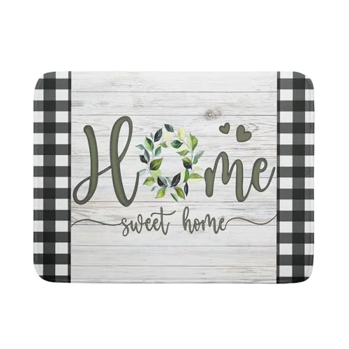 Functional Home Sweet Home Dish Drying Mat 18x24 Inch Spring Summer Green Leaf Wreath Dish Drainer Mats Rustic Wood Board Microfiber Dish Drying Rack Pad for Kitchen Countertop Farmhouse Decor Outstanding