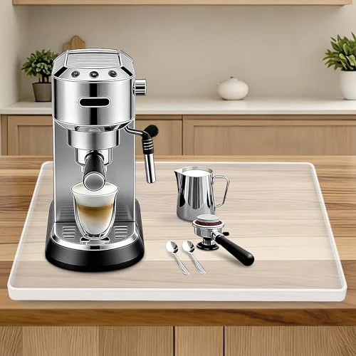 Lightweight Silicone Coffee Maker Mat with Lip for Countertops 18.9''x11.8''Translucent Unique