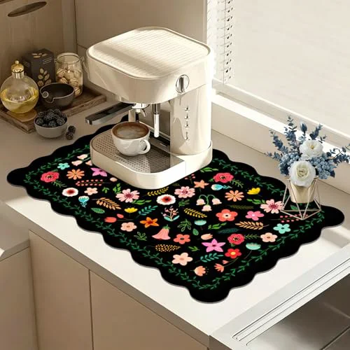 Consistent Scalloped Dish Drying Mats for Kitchen Counter Original Design