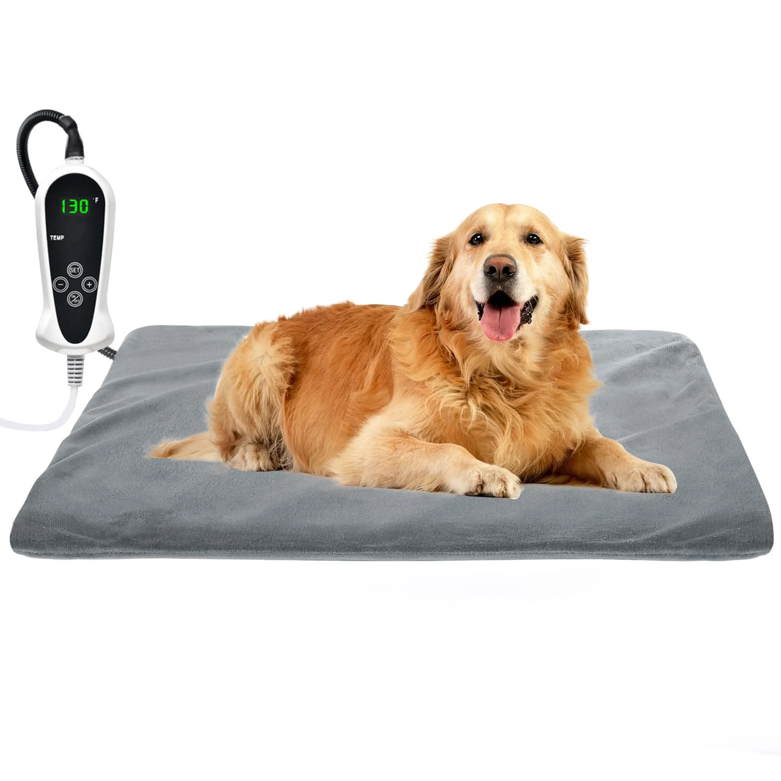 Superior RIOGOO Pet Heating Pad XXL 32x20 Grey — Auto Off Waterproof Easy Clean Cover Certified