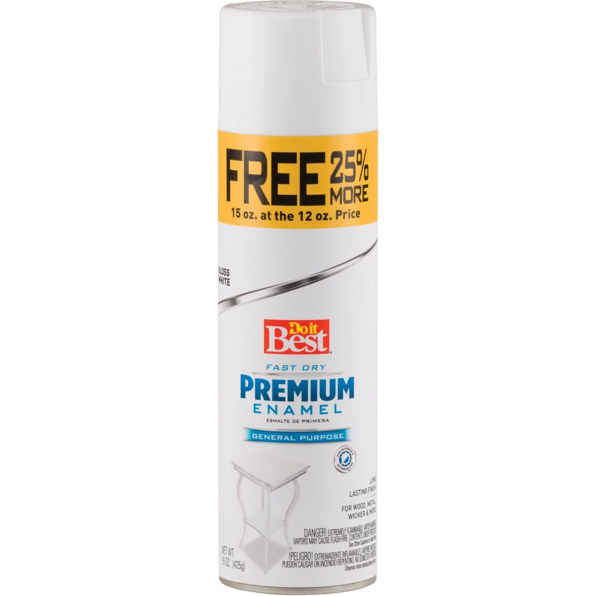 Trendy Do it Premium Enamel 15 Oz. Gloss Bonus Can Spray Paint White Pure