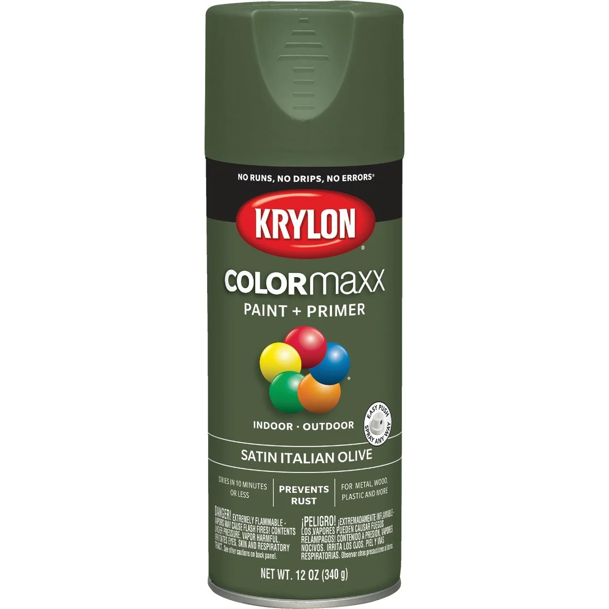 Clean Krylon ColorMaxx 12 Oz. Satin Spray Paint Italian Olive Proven