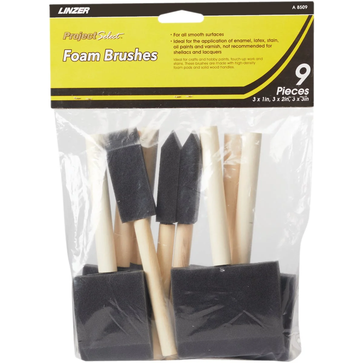 Exclusive Linzer Project Select High Density Closed Foam Brush Set 9-Pack Convenient
