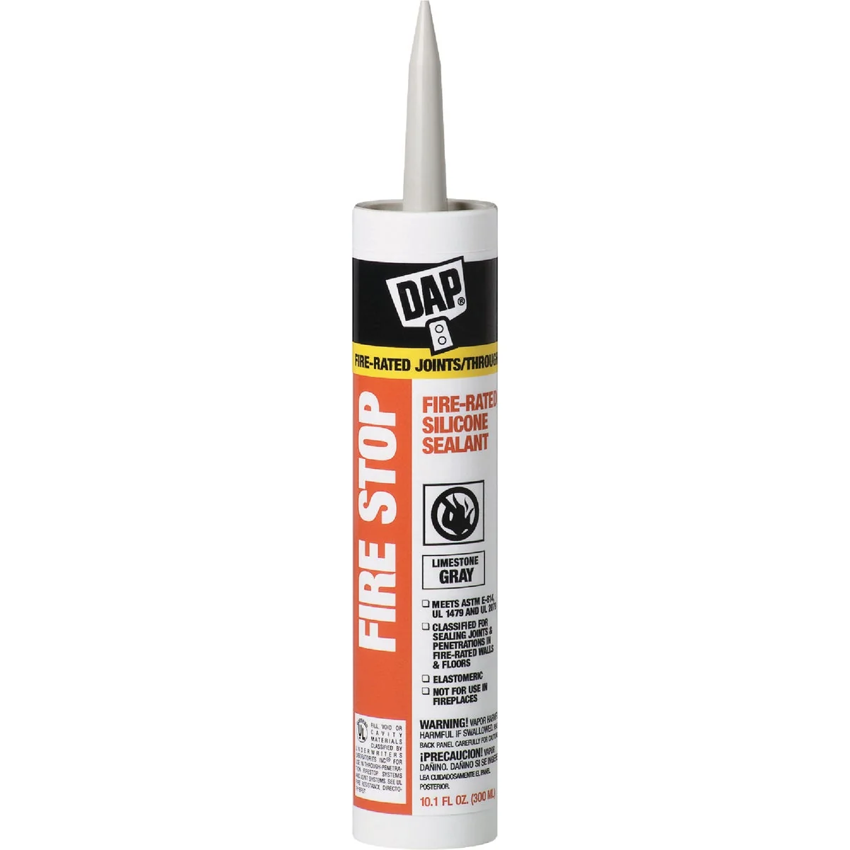 Smooth DAP 10.1 Oz. Fire Stop Fire-Rated Sealant Limestone Gray Certified