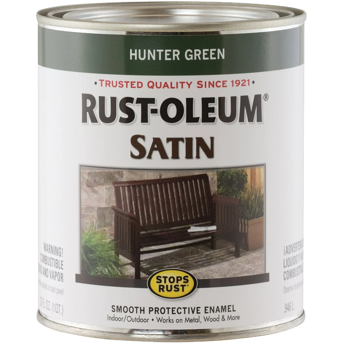 Fashionable Rust-Oleum Stops Rust Oil Based Satin Protective Rust Control Enamel Hunter Green 1 Qt. Functional