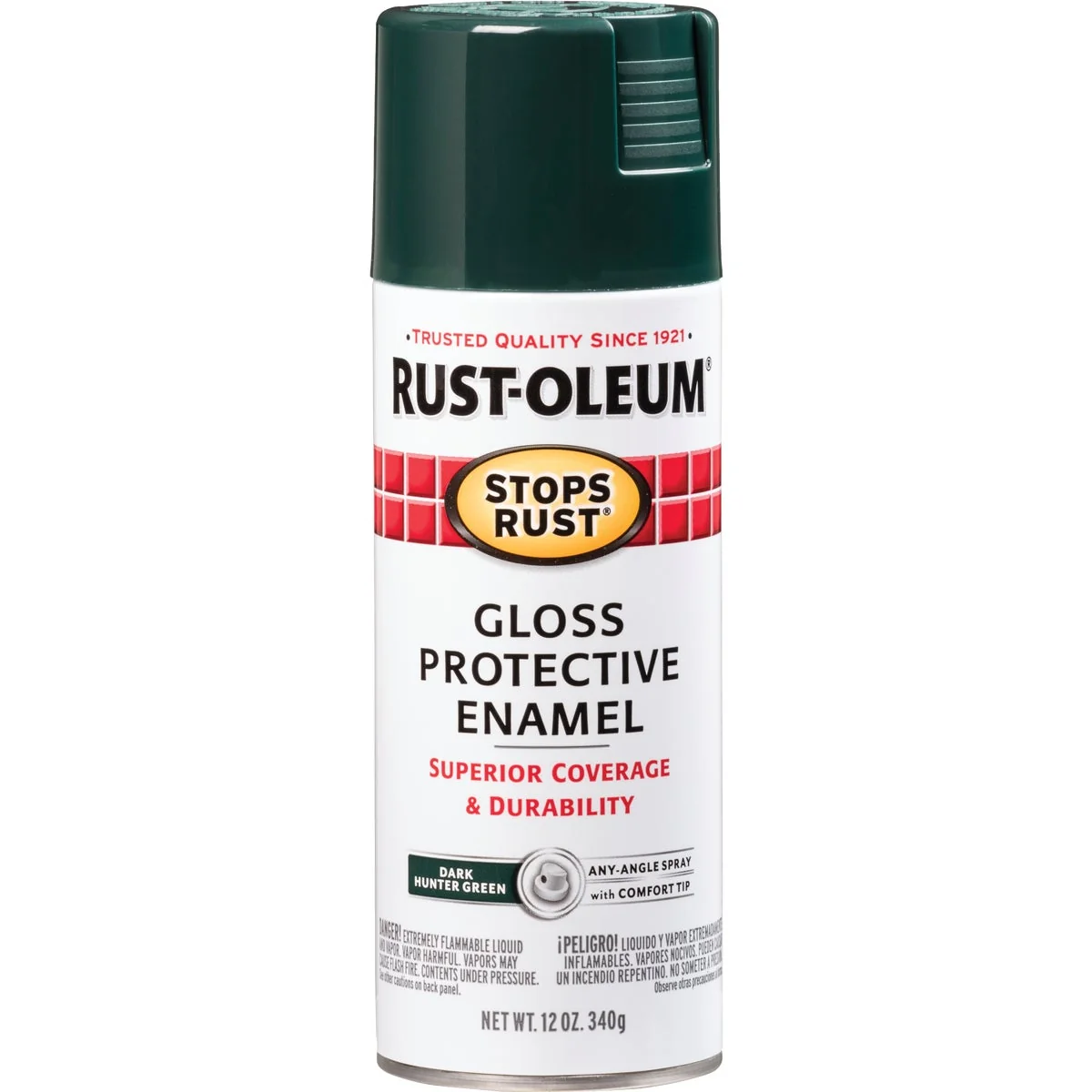 Smooth Rust-Oleum Stops Rust Dark Hunter Green Gloss 12 Oz. Anti-Rust Spray Paint Organic