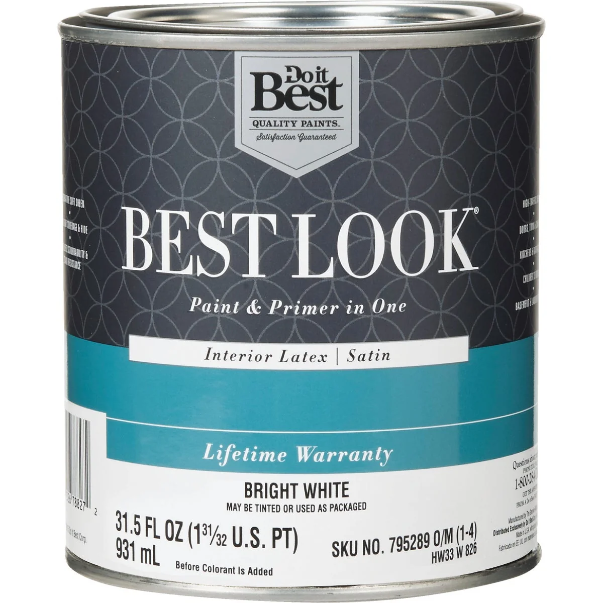 Minimalist Look Latex Paint Primer In One Satin Interior Wall Paint Bright White 1 Qt. Dependable