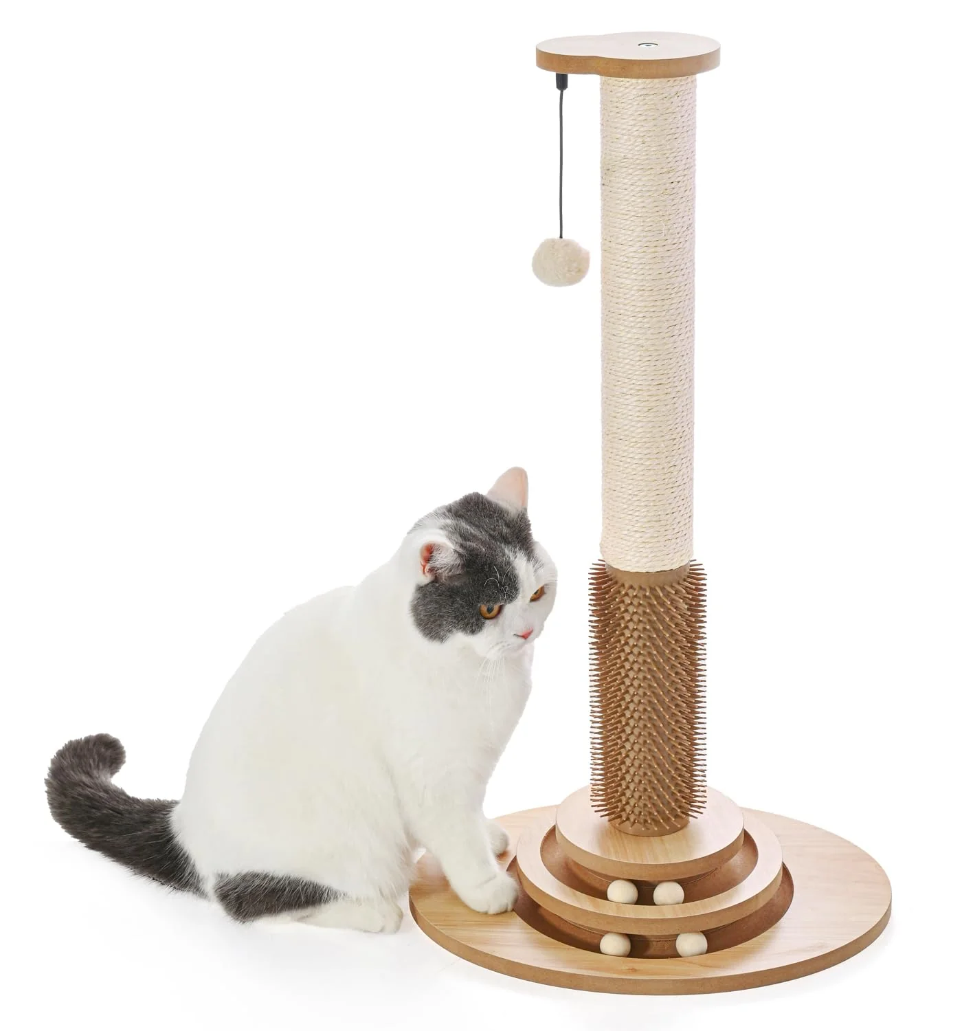Official Made4Pets Cat Scratching Post Premium Sisal - 28.3-inch Tall Cat Tower with Ball Track Beige Trusted