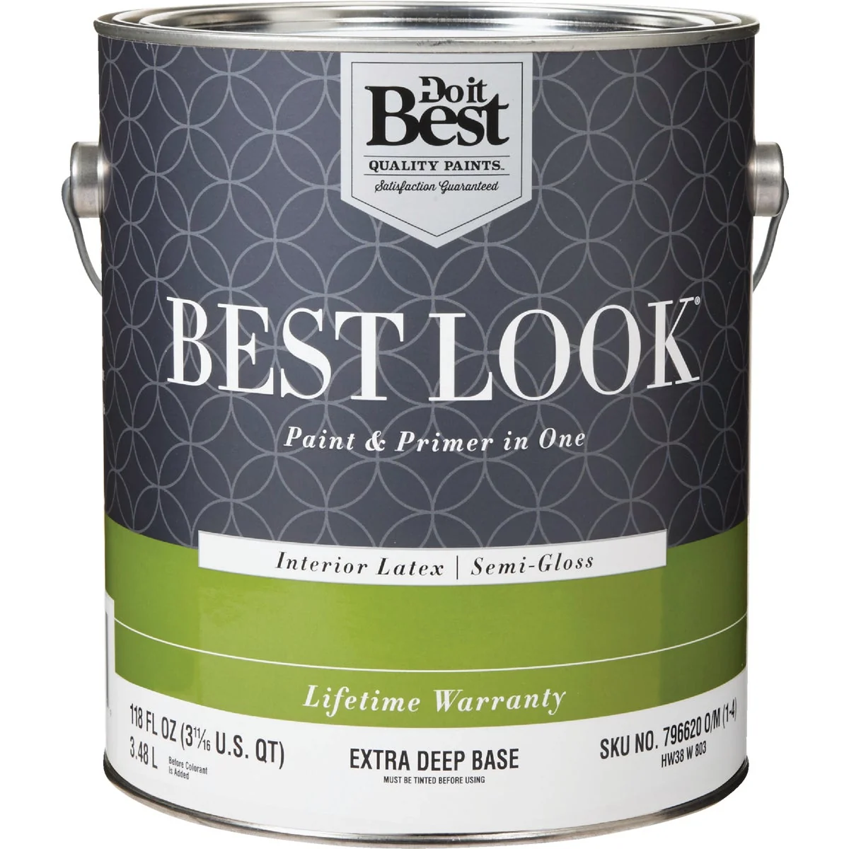 Natural Look Latex Paint Primer In One Semi-Gloss Interior Wall Paint Extra Deep Base 1 Gal. Recyclable