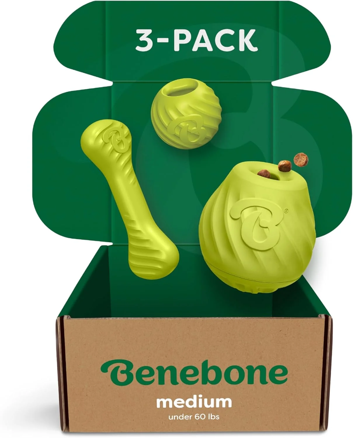 Optimized Benebone 3-Pack Ball Bone Medium Pawbler Classic