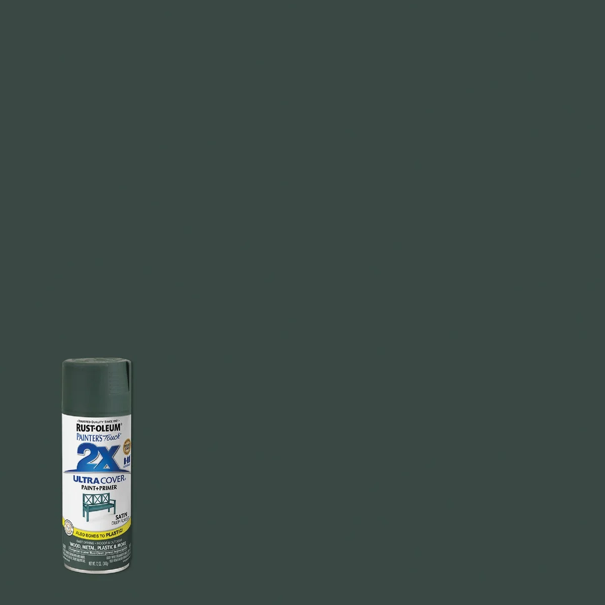 Durable Rust-Oleum Painter's Touch 2X Ultra Cover 12 Oz. Deep Forest Satin Spray Paint Excellent