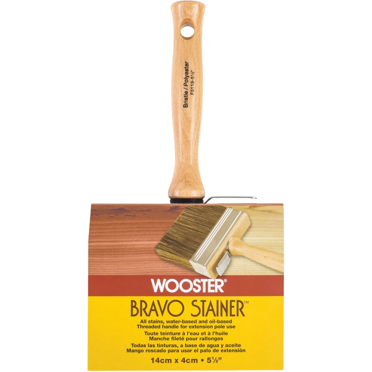 Premium Wooster Bravo Stainer 5-1 2 In. Bristle Brush Fast