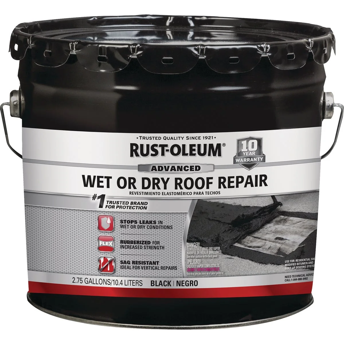Outstanding Rust-Oleum 2.75 Gal. Black Advanced Wet or Dry Roof Repair Consistent