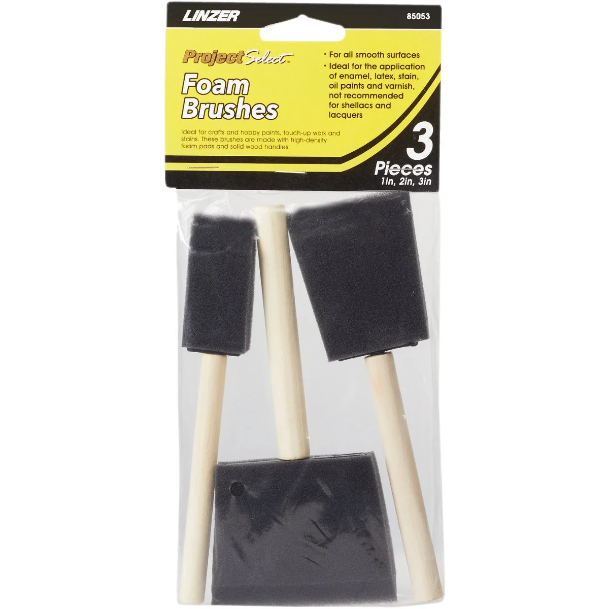 Recyclable Linzer Project Select High Density Closed Foam Brush 3-Pack Casual