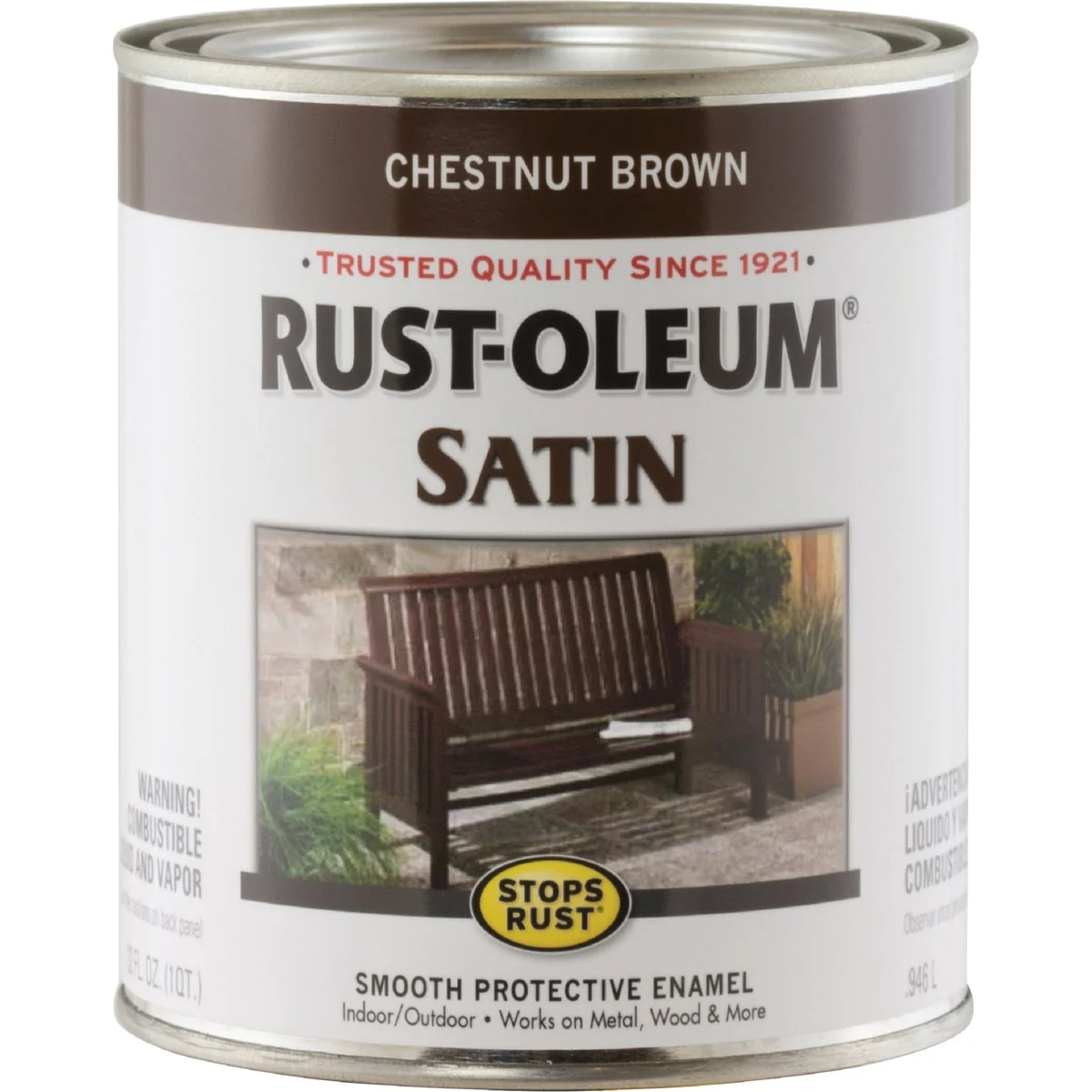 Elite Rust-Oleum Stops Rust Oil Based Satin Protective Rust Control Enamel Chestnut Brown 1 Qt. High-Grade
