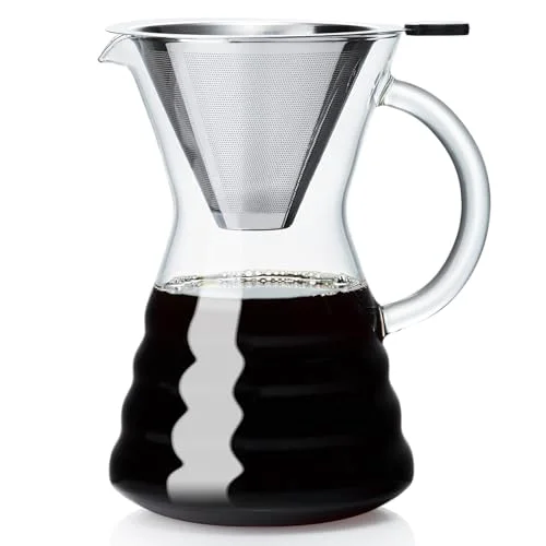 Sophisticated Pour Over Coffee Maker with Permanent Stainless Filter 40 fl oz 40 Fl Oz Soft