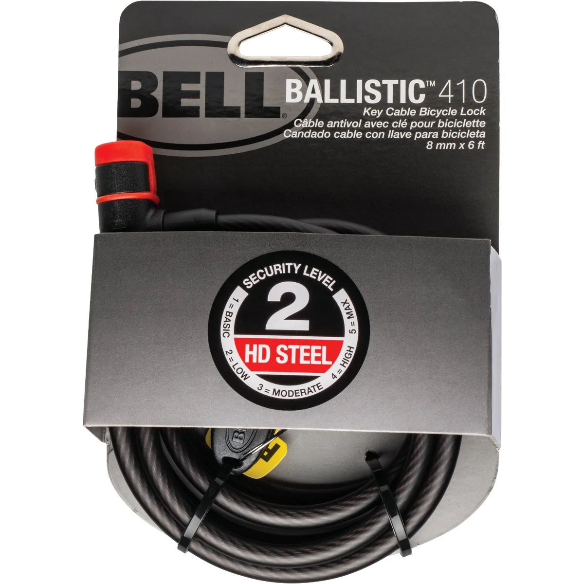 Expertly Made Bell Sports Ballistic 410 6 Ft. x 8mm Braided Steel Cable Bicycle Key Lock Innovative