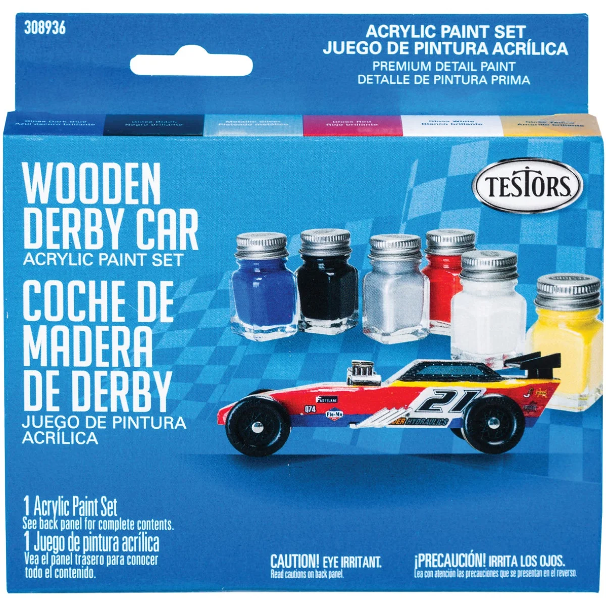 Minimalist Testors Wooden Derby Car Acrylic Paint Set Blue Black Silver Red White Yellow Eco-Friendly
