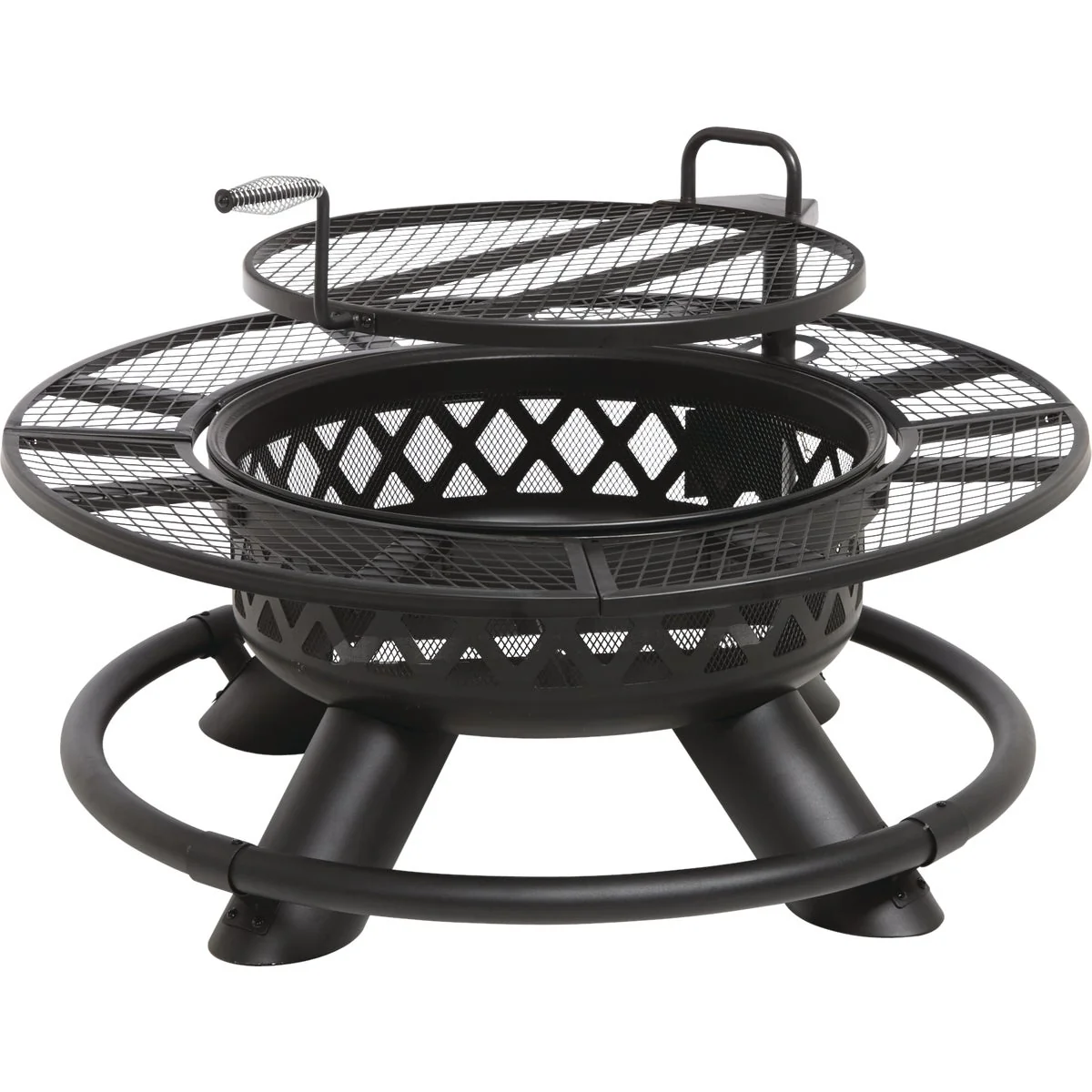 Luxury Big Horn 47 In. Camp Black Round Steel Fire Pit Solid