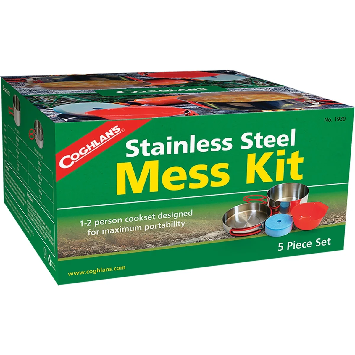 Lightweight Coghlans 5-Piece Stainless Steel Mess Kit with Cover Dependable