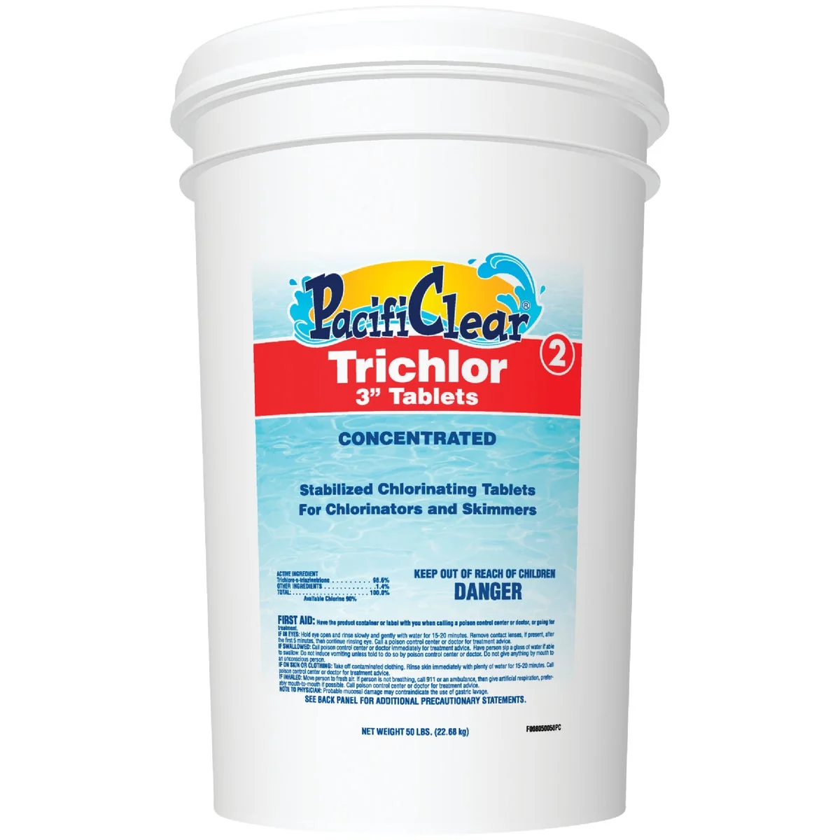 Recyclable PacifiClear 3 In. 50 Lb. Trichlor Chlorine Tablet Premium